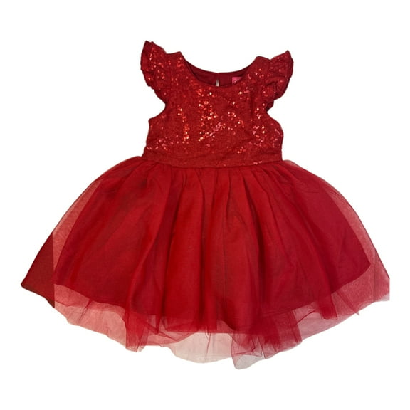 Zunie Girl Girl's Fit & Flare Special Occasion Mesh Skirting Holiday Dress (Red, 3T)