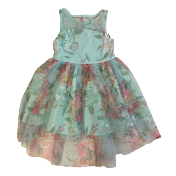 Zunie Girl Girl's Floral Special Occasion Hi-Lo Mesh Overlay Dress (7/8)