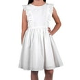 thumbnail image 1 of Zunie Girl Girl's Ruffled Sleeve Textured Clip Dot Woven White Sundress (L (10/12)), 1 of 4
