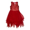 thumbnail image 1 of Zunie Girl Girl's Sleeveless Sequin Handkerchief Hem Any Occasion Dress (7/8), 1 of 2