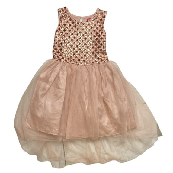 Zunie Girl Girl's Sleeveless Sequin Hi-Low Mesh All Occasion Dress (10/12)