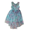 thumbnail image 1 of Zunie Girl Occasion Knee Length Lined Layered Sleeveless Dress (Turquoise Mesh, S (6/6X)), 1 of 2