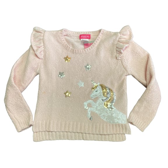 Zunie Girl Youth Girl's Long Sleeve Soft Chenille Holiday Sweater (Blush, S (6/6X)