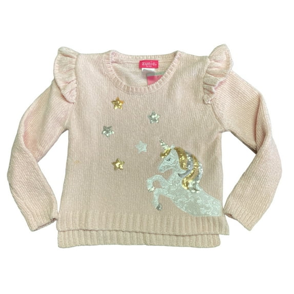 Zunie Girl Youth Girl's Long Sleeve Soft Chenille Holiday Sweater (Blush, S (6/6X)