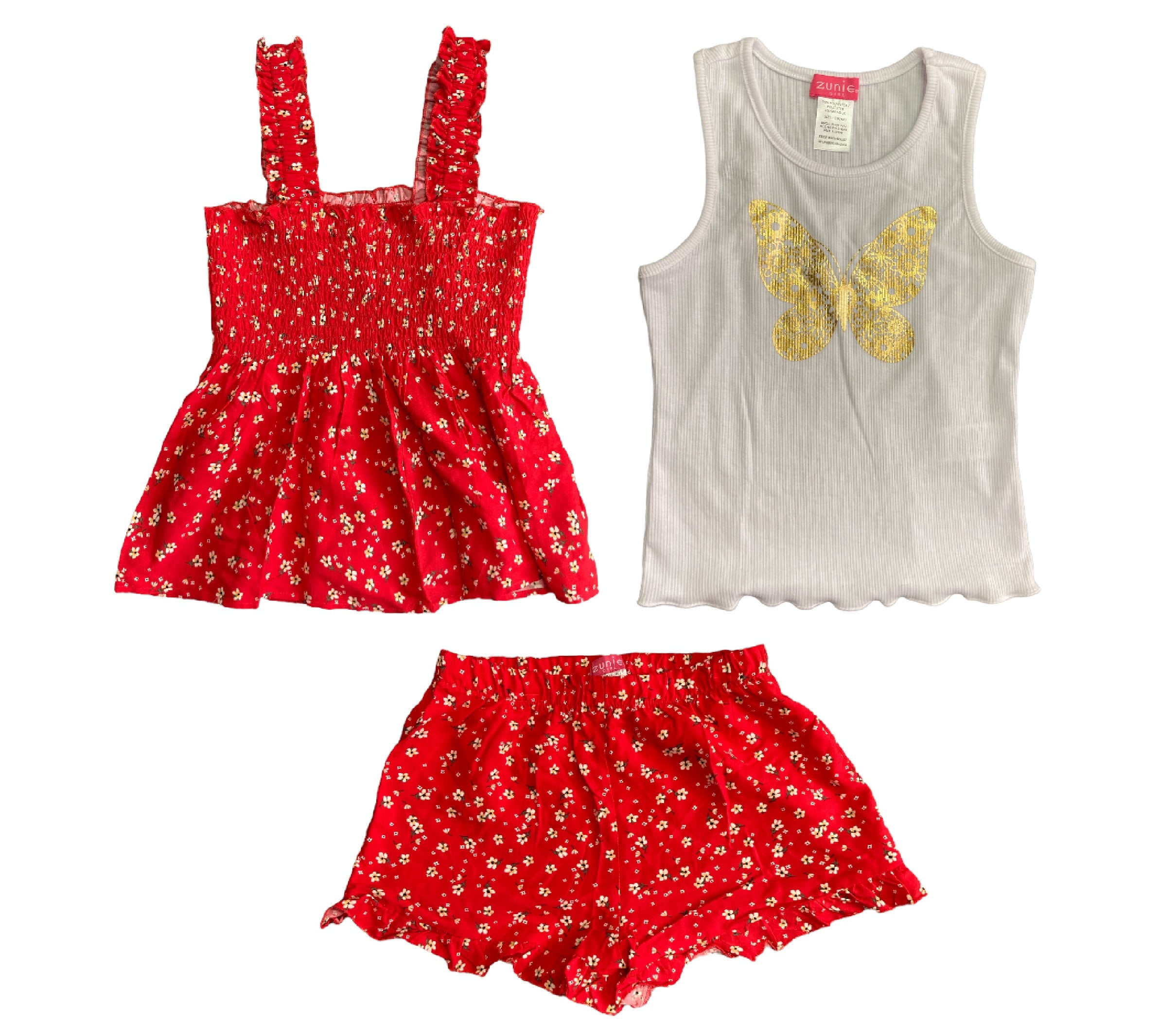 Zunie Girl's 3 Piece Tank and Short Relaxed Fit Play Outfit Zunie Girl's 3 Piece Tank and Short Relaxed Fit Play Outfit