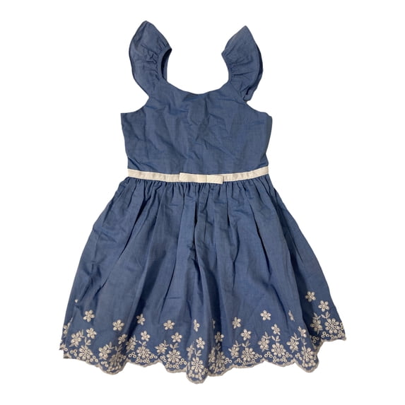 Zunie Girls Chambray Embroidered Eyelet Detail Sundress Blue, Size M 7/8