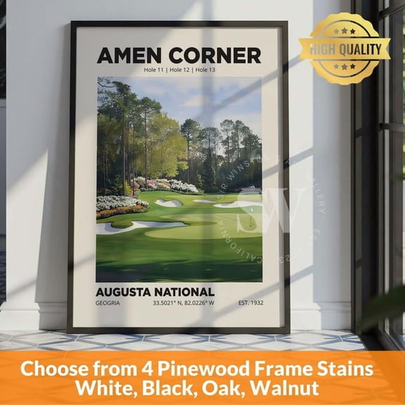 Zuno Amen Corner, Augusta Golf Club Poster Wall Art, Golfing Course Print, Golfer Gifts, Golf Club Decor, 8x12 UNFRAMED