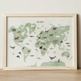 thumbnail image 1 of Zuno Animal World Map, World Map Poster, Nursery World Map, World Map Animals, Green World Map Wall Art, Educational Posters, Christmas Gift- Wall Art Print, 24x36 UNFRAMED, 1 of 3