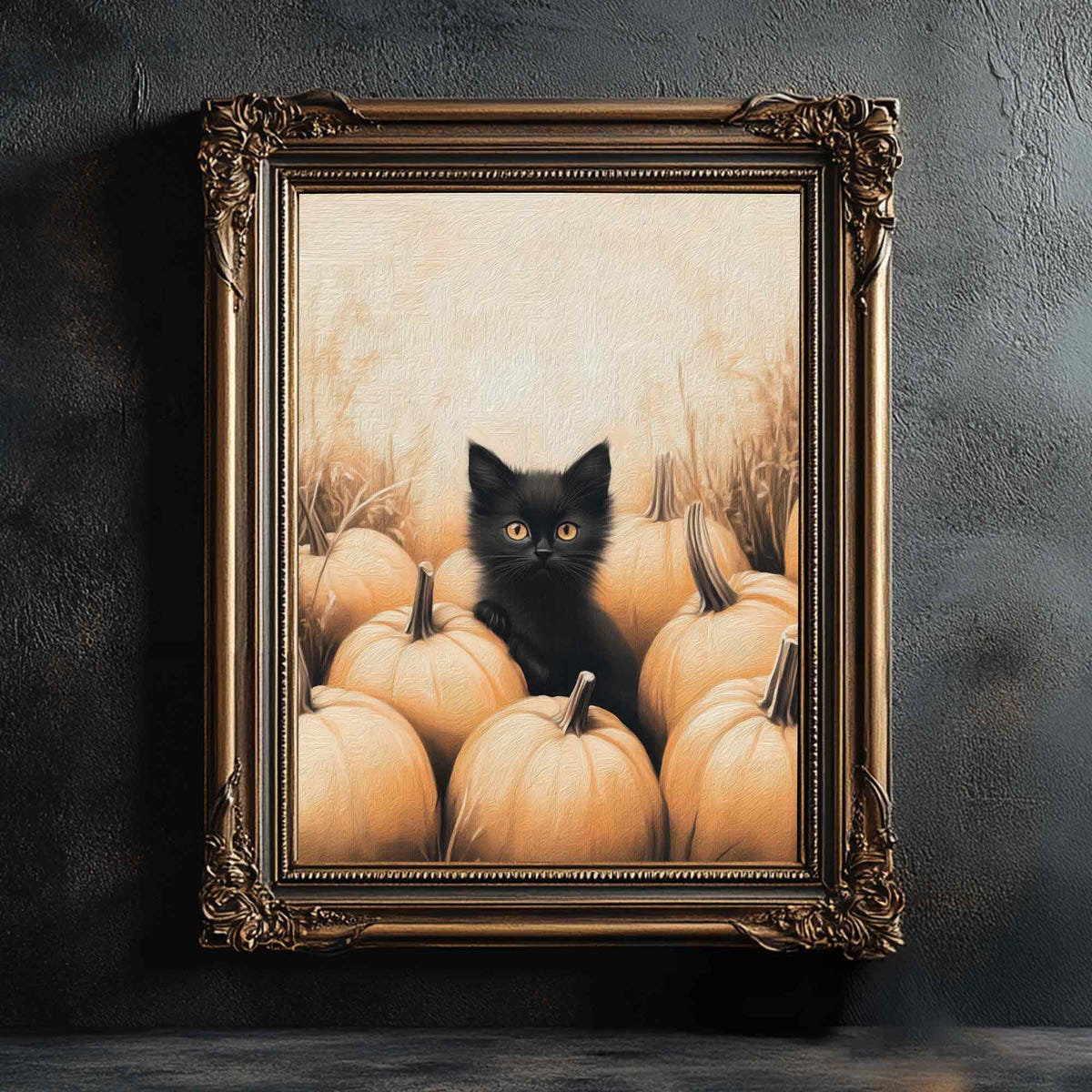 Zuno Black Cat In Pumpkins Halloween Wall Art, Halloween Fall Pumpkins