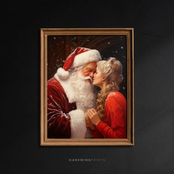 Zuno Christmas Love Mr And Mrs Claus, Vintage Christmas Wall Art, Christmas Decor Winter Print, Moody Art Academia, Christmas - G405- Wall Art Print, 16x24 UNFRAMED