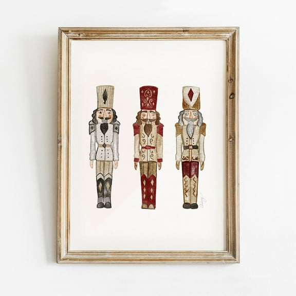 Zuno Christmas Nutcrackers Print, Vintage Christmas Printable Wall Art, Holiday Print, Eclectic Christmas Decorations, Watercolour - Wall Art Print, 16x24 UNFRAMED