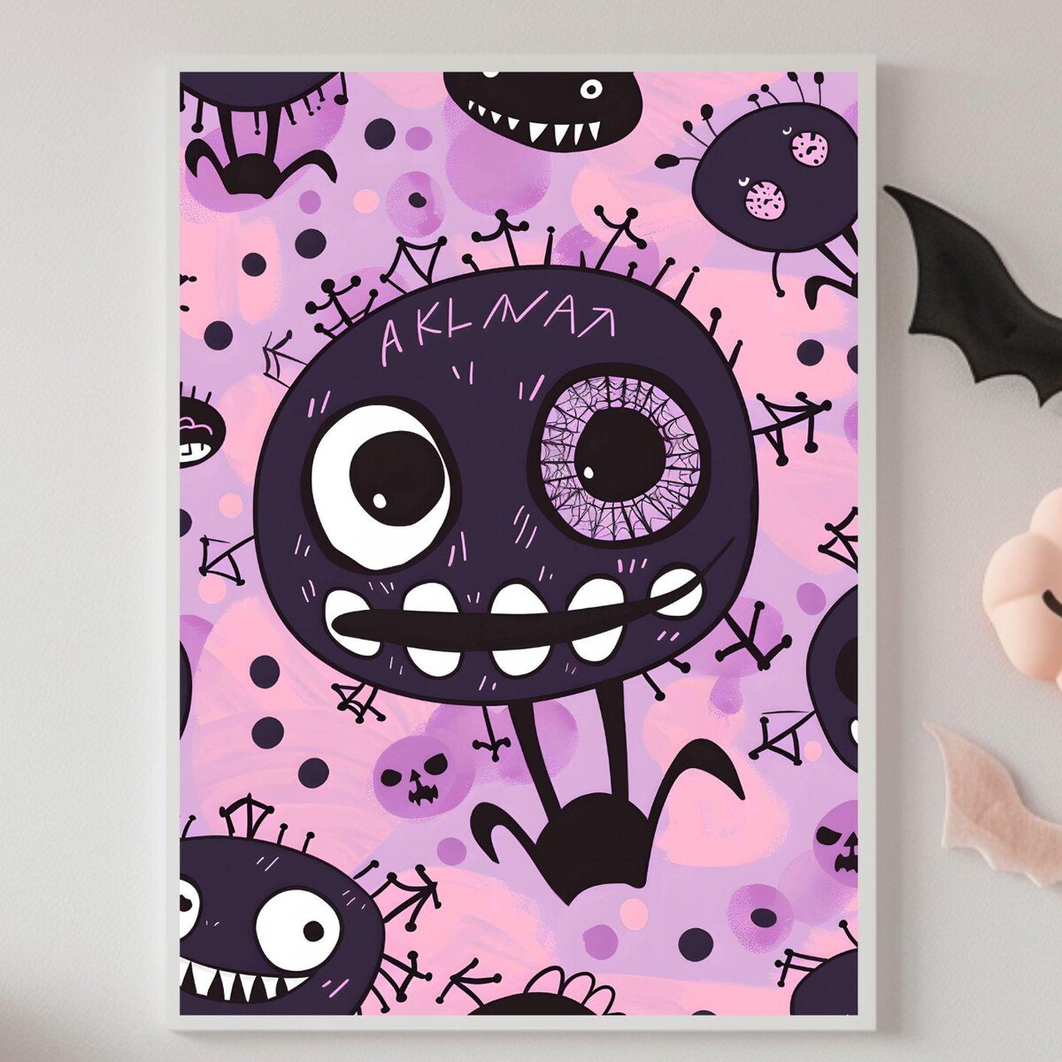 Zuno Creepy Kawaii Halloween Poster Pastel Goth Wall Art Cute Spooky ...