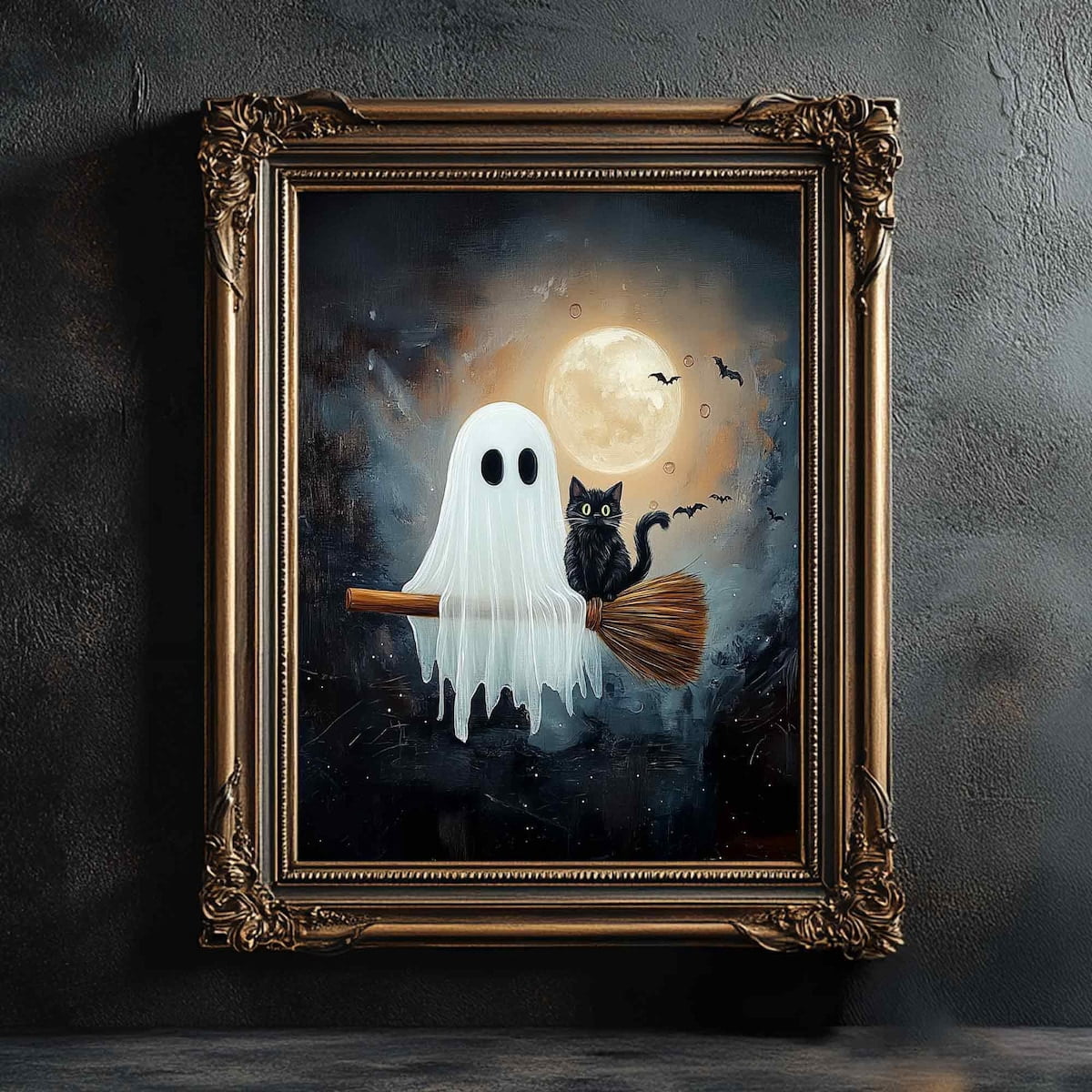 Zuno Cute Flying Ghost Print, Printable Halloween Wall Art, Rustic ...