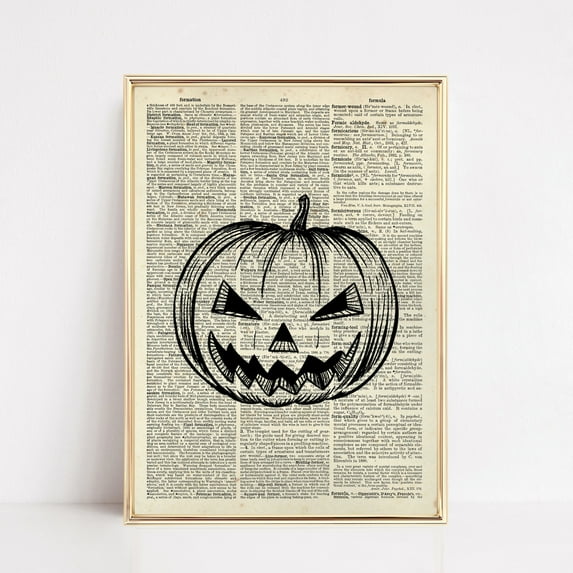Zuno Dictionary Page Art Print Vintage Halloween Decor Pumpkin Wall Art Halloween Printable Halloween Poster Kikiandnim - Wall Art Print, 8x12 UNFRAMED