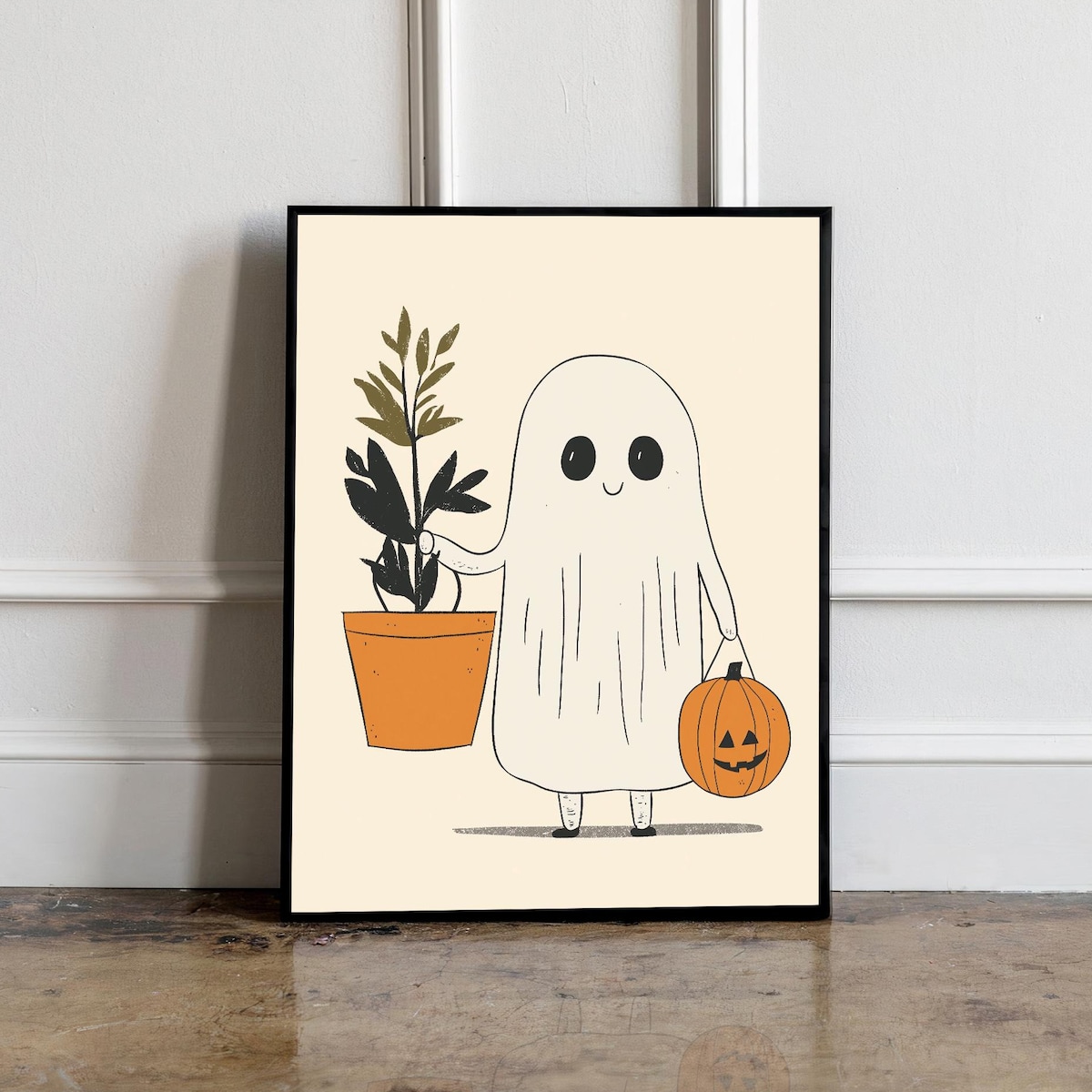 Zuno Ghost With Plant Halloween Wall Art Print, Halloween Poster ...