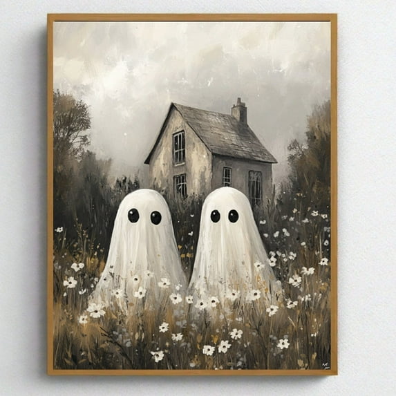 Zuno Ghosts Art Print Halloween Art Print Halloween Decor Cute Ghosts In Field Spooky Vintage Poster Printable Wall Art - Wall Art Print, 16x24 UNFRAMED