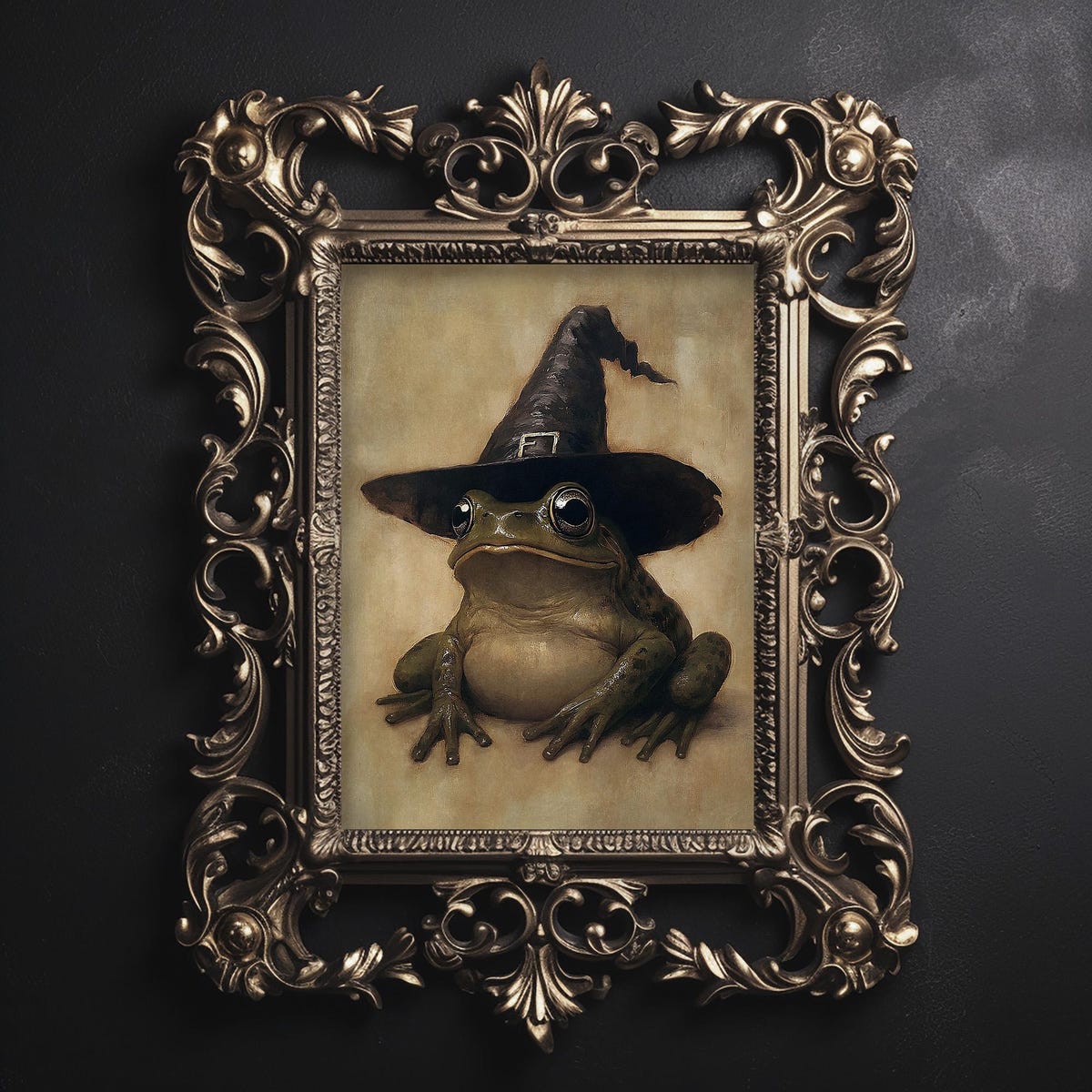 Zuno Halloween Witch Frog Vintage , Halloween Toad Dark Academia Print ...