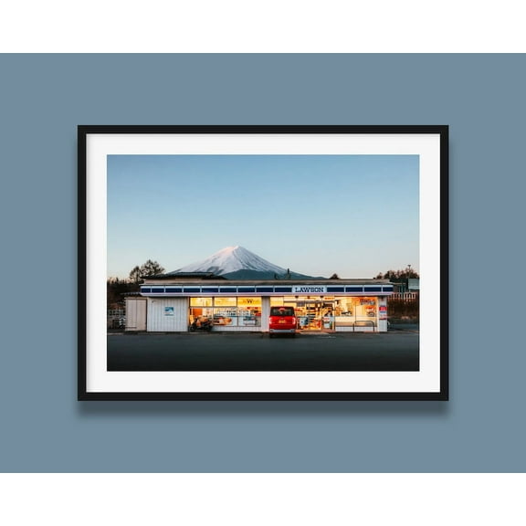 Zuno Japan Mt Fuji Lawson Blue Hour Print Mt Fuji Original Art Print, Japanese Store Aesthetic Print, Japan landscape photo by Peter Yan – Wall Art Print, 8x12 UNFRAMED