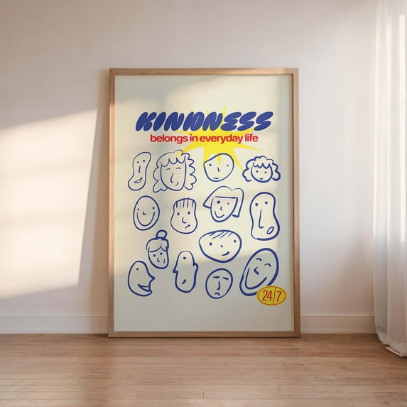 Zuno Kindness Poster Aesthetic Home Wall Decor Art Colorful Illustration Printed Poster Exhibition Vintage Retro Trendy Gift Be Kind – Wall Art Print, 24x36 UNFRAMED