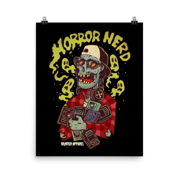Zuno Retro Horror Nerd Zombie Poster- Wall Art Print, 24x36 UNFRAMED