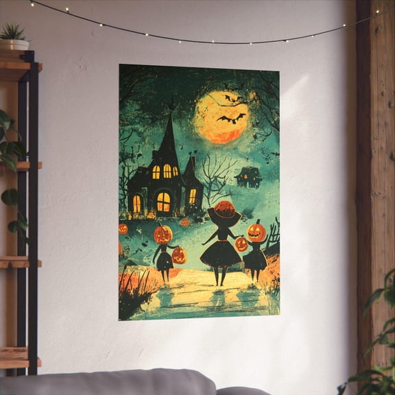 Zuno Retro Trick-Or-Treaters Matte Poster- Wall Art Print, 8x12 UNFRAMED