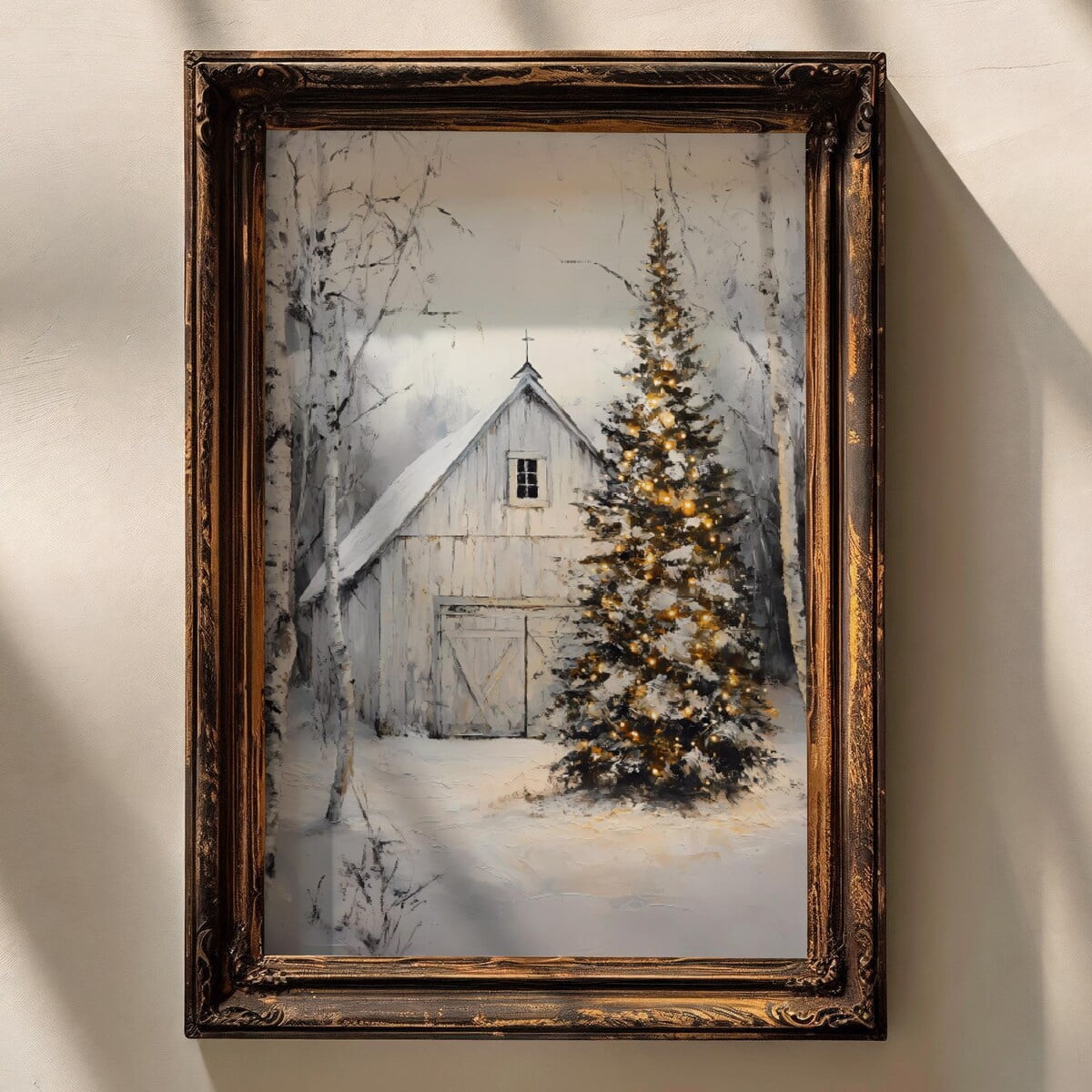 Zuno Rustic Christmas Barn Wall Art Printable Winter Farmhouse Decor ...