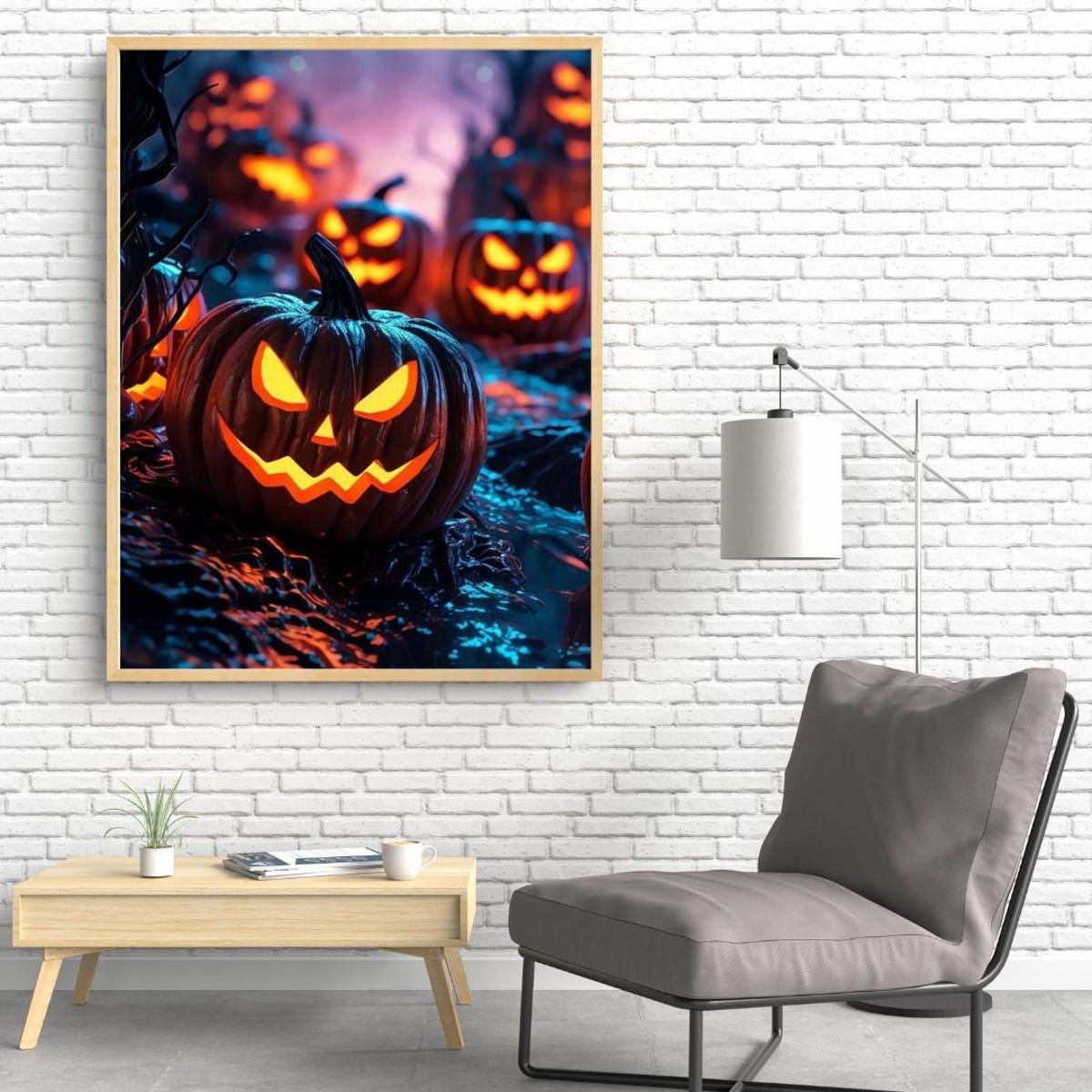 Zuno Scary Jack-O'-Lantern Halloween Wall Art Dark Spooky Pumpkin ...