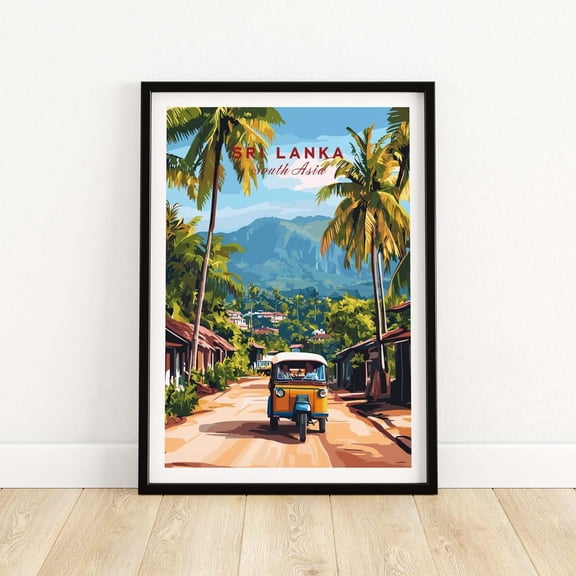 Zuno Sr Lanka Tuk-Tuk Art Prnt - South Asa Travel Poster, sland Street Scene, 8x12 UNFRAMED