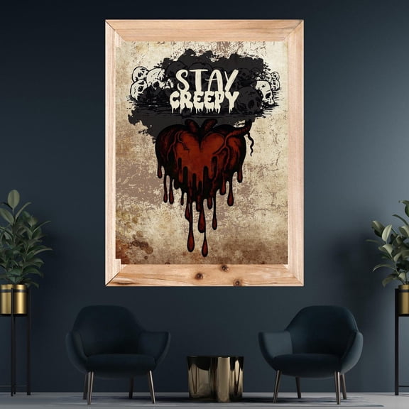 Zuno Stay Creepy Poster Gothic Horror Wall Art Printable Macabre Heart With Skulls Creepy Grunge Printable Wall Art , - Wall Art Print, 24x36 UNFRAMED