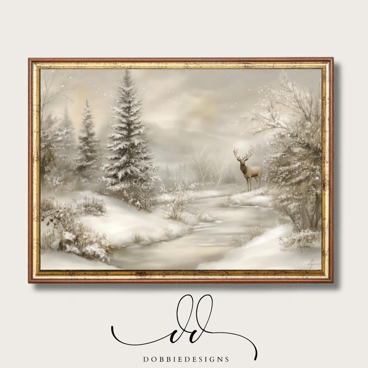 Zuno Winter Landscape Wall Art Christmas Printable Wall Art Vintage ...