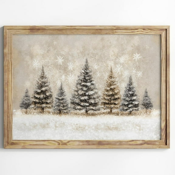 Zuno Winter Wonderland Snowy Pine Trees Wall Art, Christmas Holiday Decor, Rustic Winter Landscape Print, Christmas Tree Poster, Cozy Home Decor- Wall Art Print, 8x12 UNFRAMED