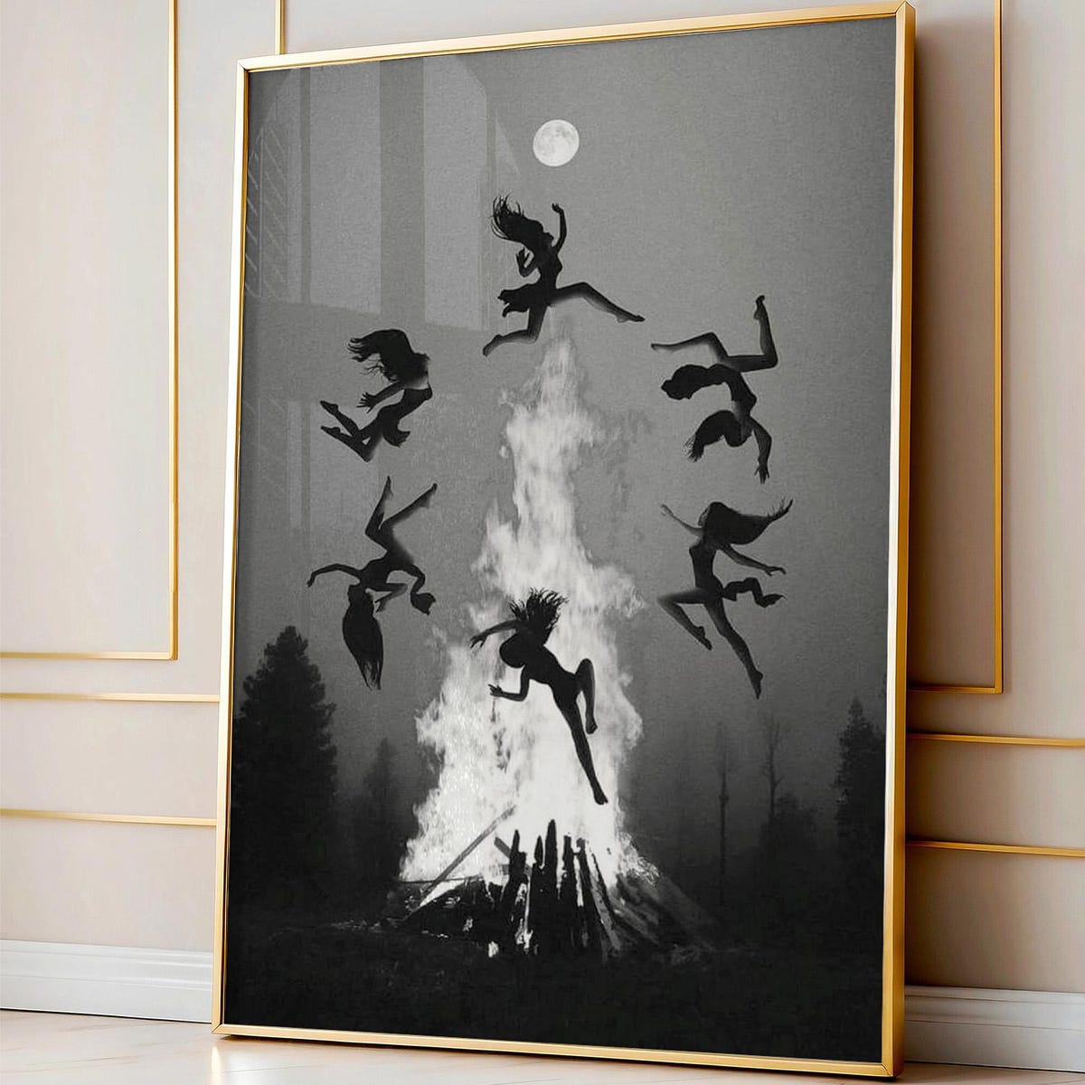 Zuno Witches Dancing Around Fire Poster, Spooky Halloween Wall Art ...
