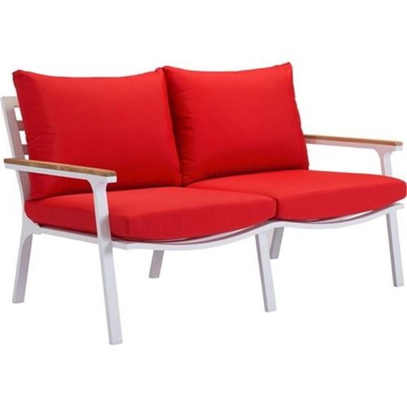 Zuo 703575 Maya Beach Sofa - Red, Natural & White