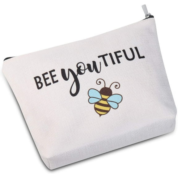 Zuo Bao Bee You Tiful Makeup Bag Cosmetic Bag Motivational Phrase Makeup Bag Gift For Women (Bee You Tiful)