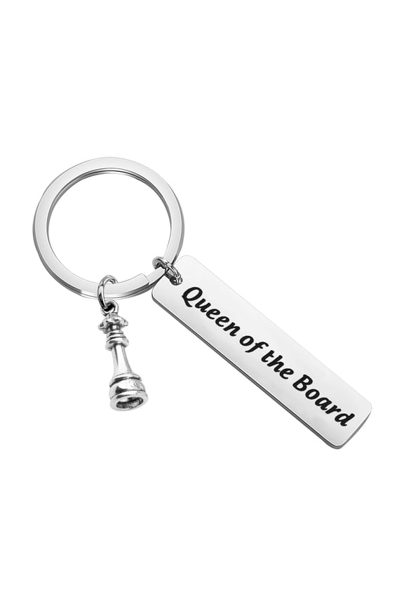 Chess Gift Queen of The Board Game Keychain Chess Keychain for Chess Player Chess Lover Chess Master (quee)