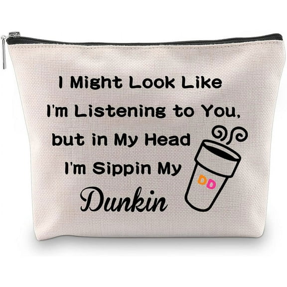 Zuo Bao Donuts Lover Gift Dunkin Coffee Lover Makeup Bag Sippin My Dunkin Cosmetic Bag