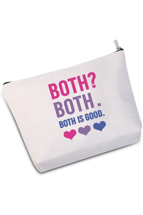 Funny Bisexual Gift Both Both Both Is Good Makeup Bag Bi Pride Gift Bisexual Gift (Both Is Good white)