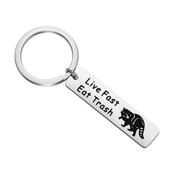 Zuo Bao Funny Raccoon Camping Vintage Keychain Live Fast Eat Trash Funny Raccoon Lover Gift Raccoon Jewelry