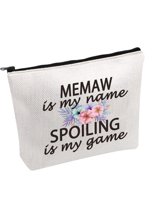Grandma Memaw Gift Memaw Is My Name Spoiling Is My Game Best Memaw Ever Cosmetic Make Up Storage Bag Gift (Memaw Bag)