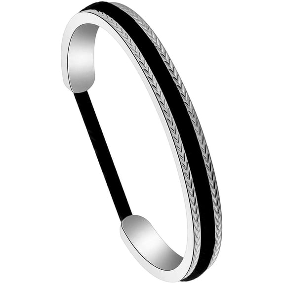 Zuo Bao Hair Tie Bracelet Stainless Steel Grooved Cuff Bangle for Women Girls(Less Than -S)