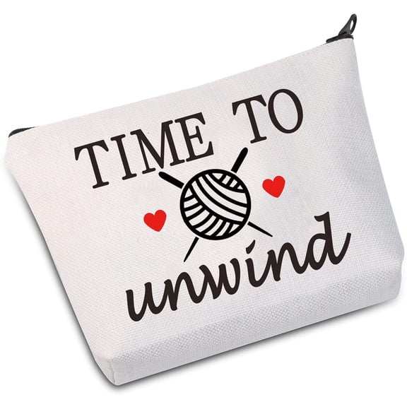 Zuo Bao Knitting Project Bag Time to Unwind Yarn Bag Knitting Bag Mothers Day Gift (Time to Unwind White Bag)