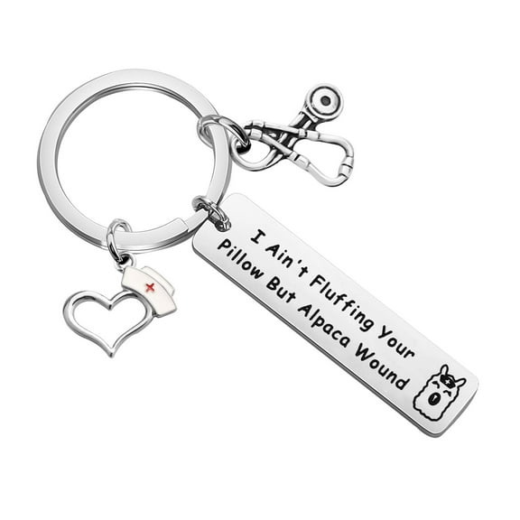 Zuo Bao Nurse Medical Jewelry Funny Nurse Keychain Alpaca Keychain Gift I Ain’t Fluffing Your Pillow But Alpaca Wound Nurse Day Graduation Gift Medical Student RN Gift