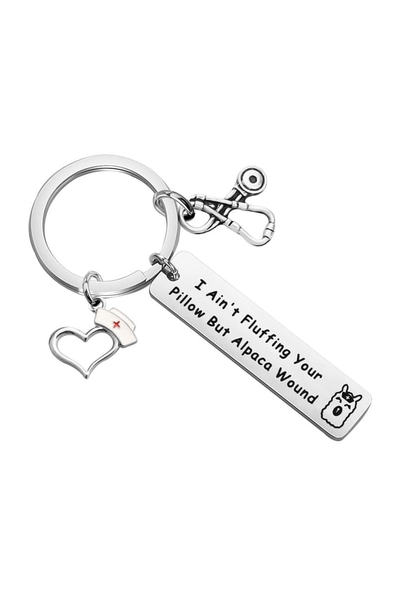 Nurse Medical Jewelry Funny Nurse Keychain Alpaca Keychain Gift I Ain’t Fluffing Your Pillow But Alpaca Wound Nurse Day Graduation Gift Medical Student RN Gift
