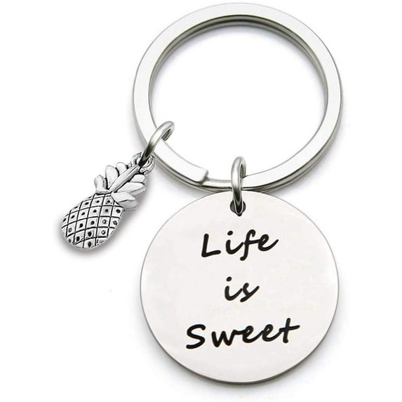 Zuo Bao Pineapple Jewelry Life is Sweet Keyring with Pineapple Charm Tropical Inspirational Bangle Bracelet Friendship Bracelets Gift