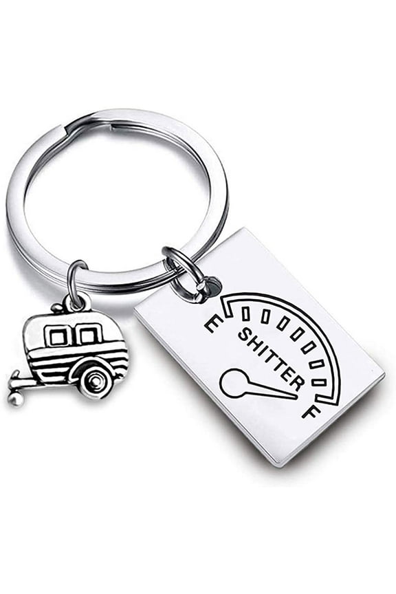 Shitter's Full Keychain Happy Camper RV Keychain Camper Keychain with Van Charm Trailer Christmas Vacation Jewelry