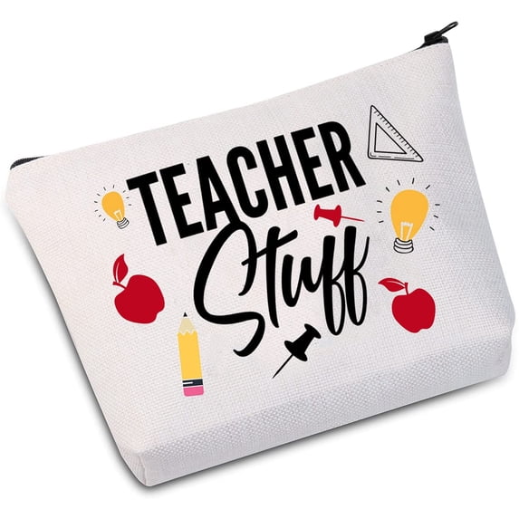 Zuo Bao Teacher Appreciation Gifts Teacher Stuff Teacher Supplies for Classroom Best Teacher Gift Makeup Bag (Teacher Stuff White Bag)