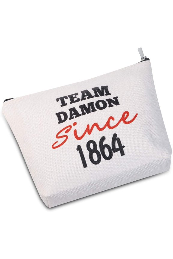 Team Damon/ Stefan/ Salvatore Since 1864 Cosmetic Bag Vampire Fandom MAKE-UP Bag Gift For Her (Team Damon)