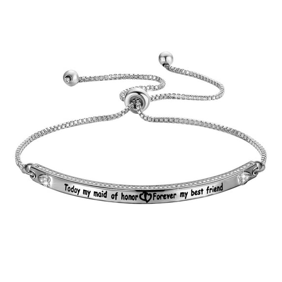 Zuo Bao Wedding Jewelry Maid of Honor Gift Today My Maid of Honor Forever My Best Friend Sister Bracelet Wedding Proposal Gift for Bridesmaid Flower Girl
