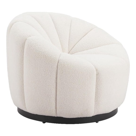 ZUO Bhutan Polyester Shearling Fabric Upholstered Accent Chair in Cream