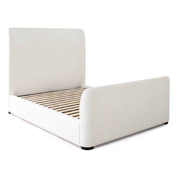 Zuo Contemporary King Size Bed- Contoured Tall White Padded Upholstery
